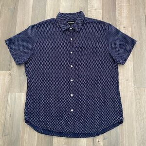 Bonobos Mens Button Up Geometric Cotton Casual Preppy Shirt Blue Size X-Large